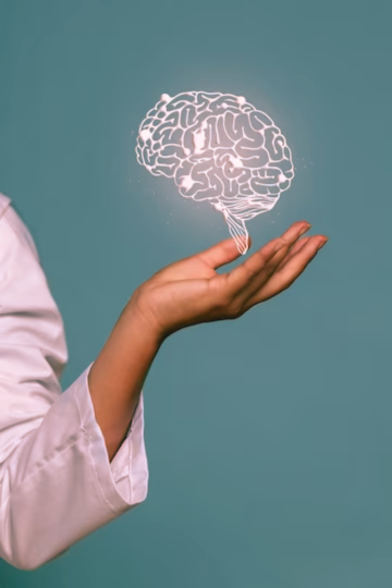 Healthy mental health-brain in doctor hand
